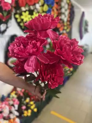 Букет искусственных пионов малиновый, плотный