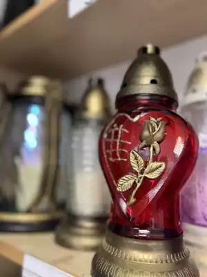 Лампада «Сердце» из красного стекла с розой