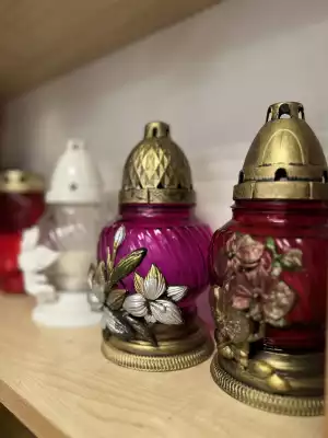 Лампады стеклянные с объёмными цветами